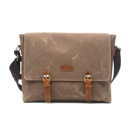 Design03 Kanvas-Deri Koyu Vizon 15.6 Inch Postacı Laptop Çantası