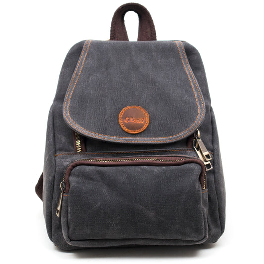 Design 04 Kanvas Kumaş - Deri Kadın Siyah Sırt Çantası