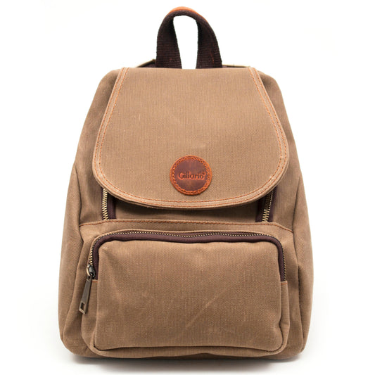 Design 04 Kanvas Kumaş - Deri Kadın Camel Sırt Çantası