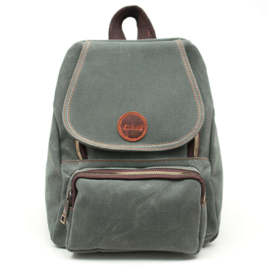 Design 04 Kanvas Kumaş - Deri Kadın Haki Sırt Çantası