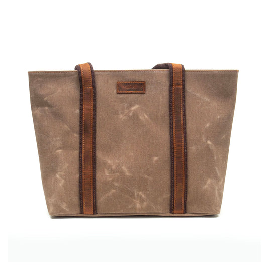 Design 05 Kanvas Kumaş - Deri Kadın Koyu Vizon Omuz Çanta