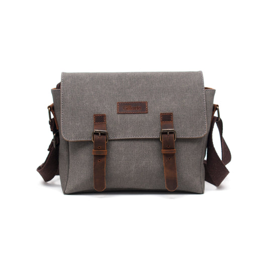 Design01 Kanvas - Deri Gri Postacı Çanta