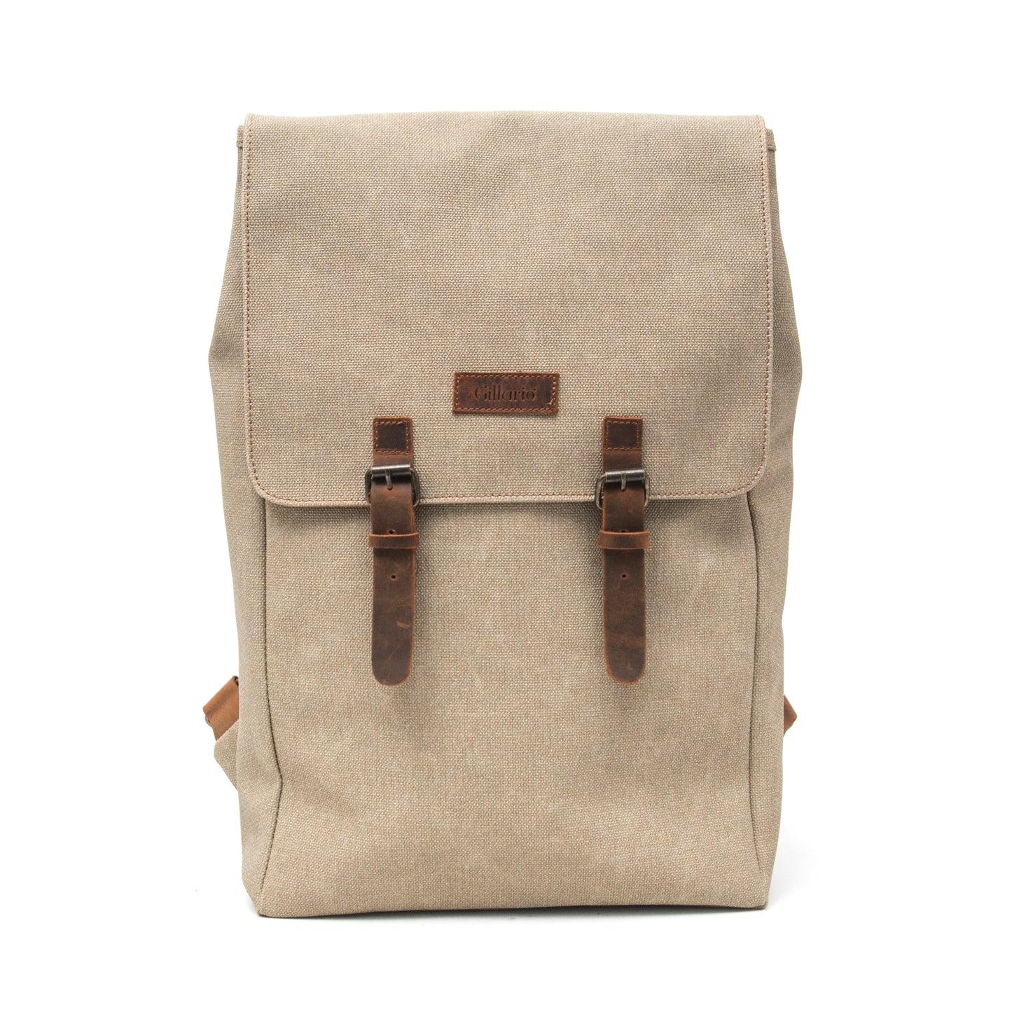 Design02 Kanvas Deri Bej 15.6 Inch Laptop Sırt Çantası