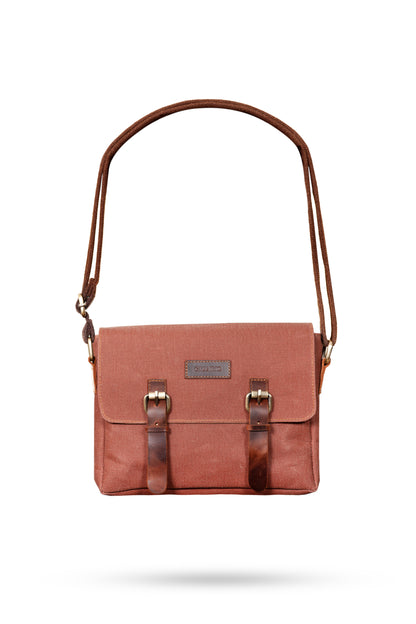 Design 01 Kanvas - Deri Kiremit Postacı Çanta