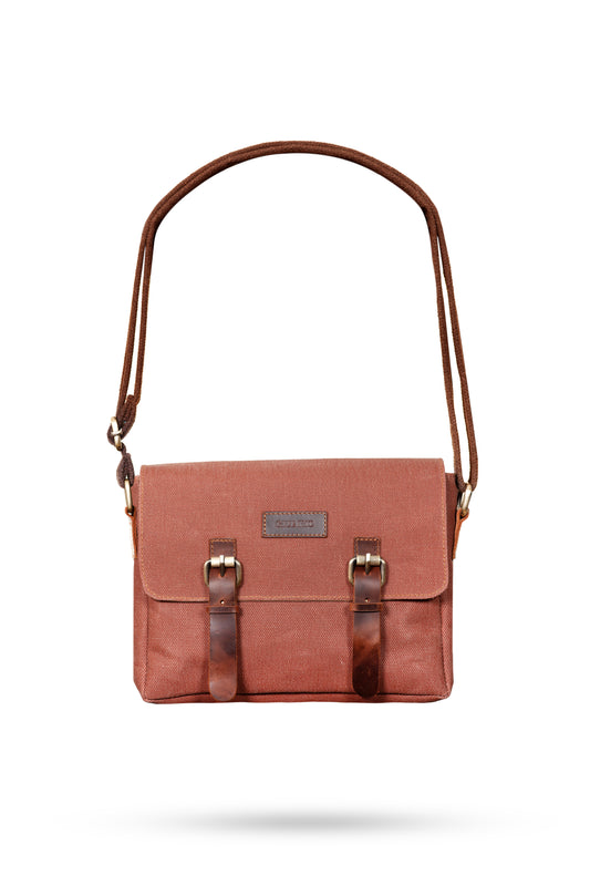 Design 01 Kanvas - Deri Kiremit Postacı Çanta