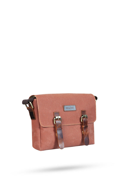 Design 01 Kanvas - Deri Kiremit Postacı Çanta