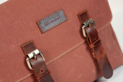 Design 01 Kanvas - Deri Kiremit Postacı Çanta