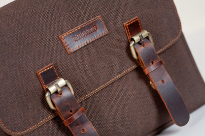 Design 01 Kanvas - Deri Mürdüm Postacı Çanta