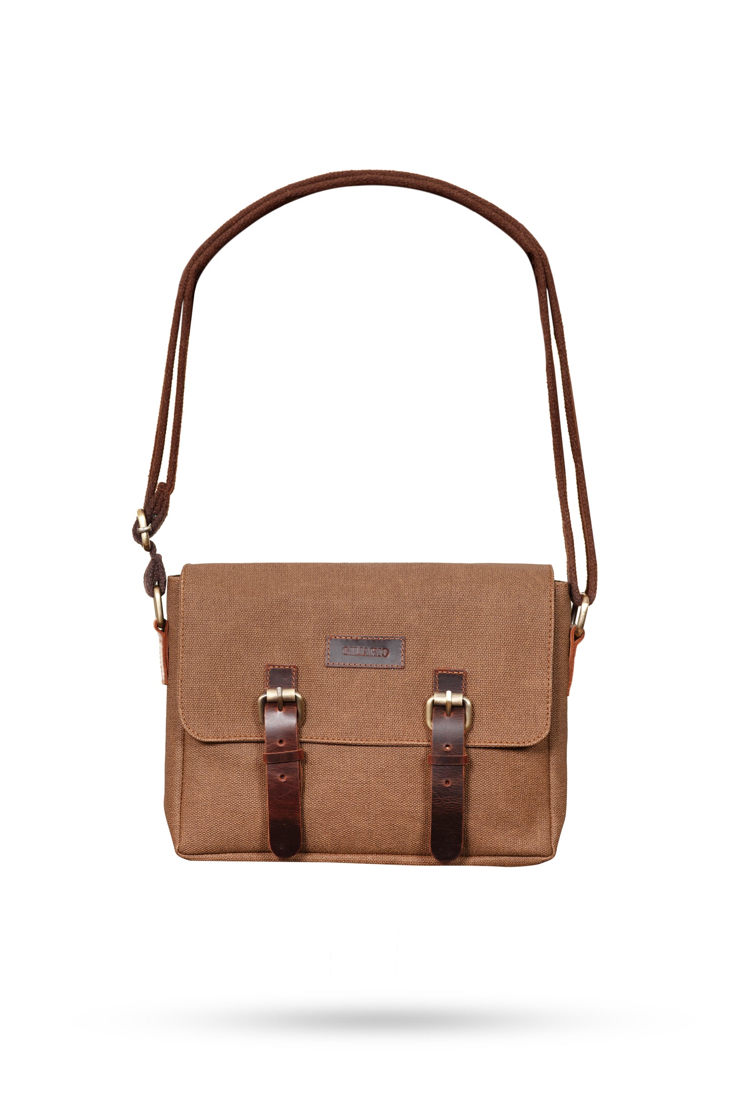 Design 01 Kanvas - Deri Sütlü Kahve Postacı Çanta