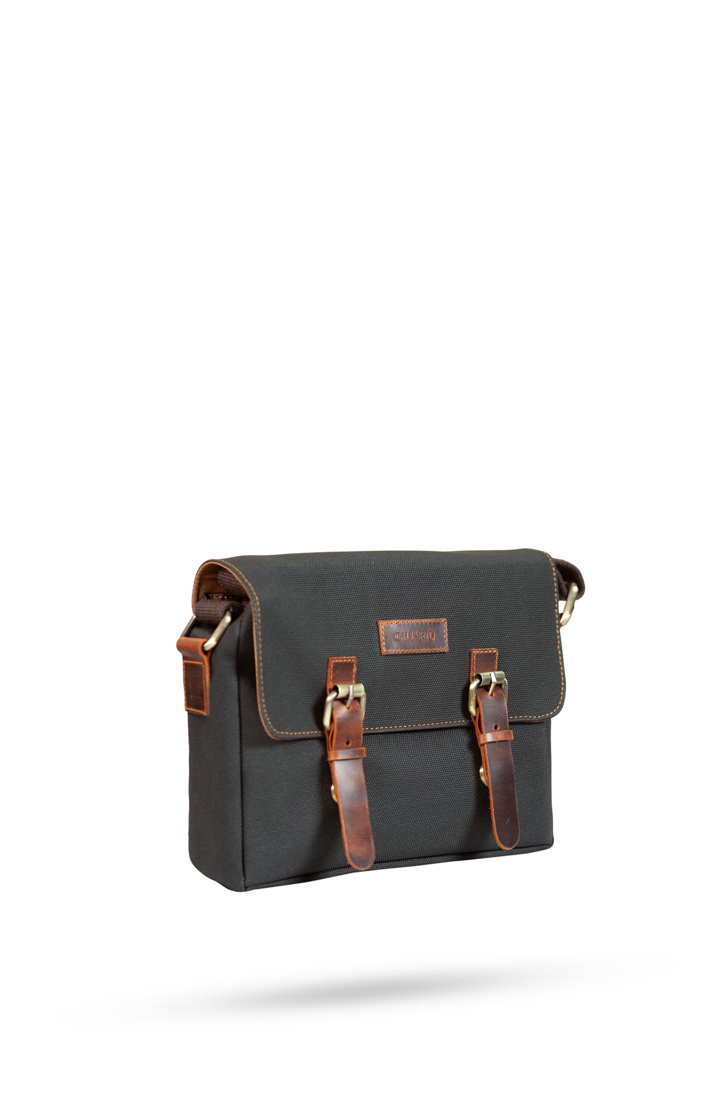 Design 01 Kanvas - Deri Dark Siyah Postacı Çanta