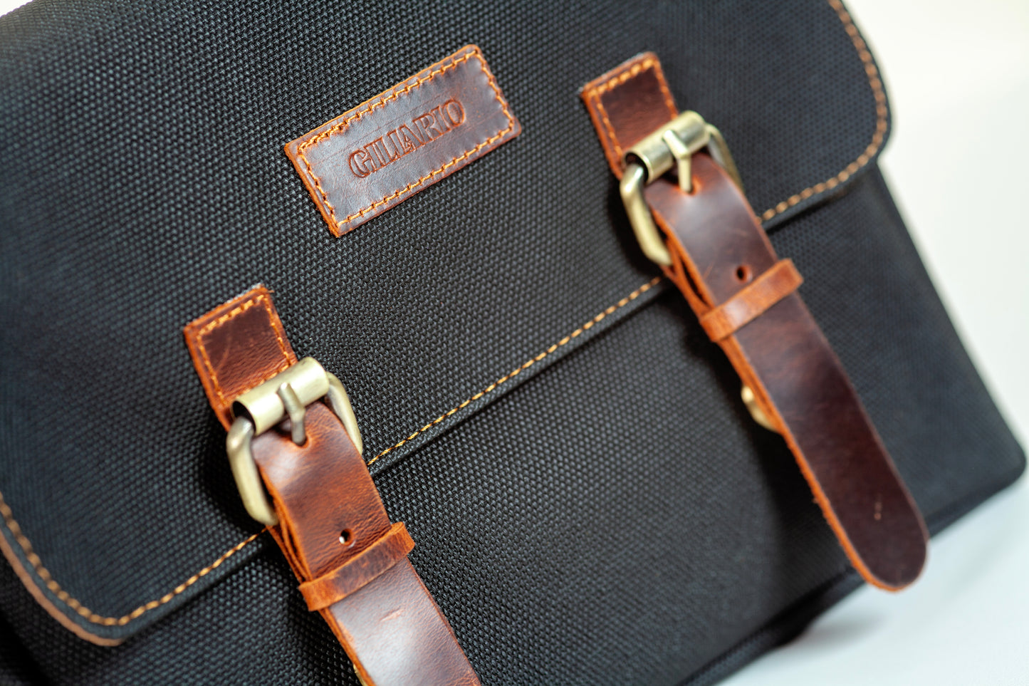 Design 01 Kanvas - Deri Dark Siyah Postacı Çanta