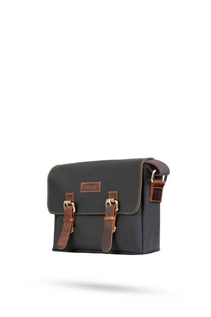 Design 01 Kanvas - Deri Dark Siyah Postacı Çanta