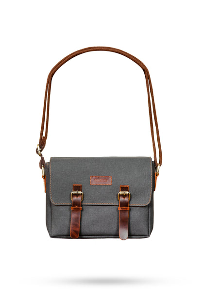 Design 01 Kanvas - Deri Siyah Postacı Çanta