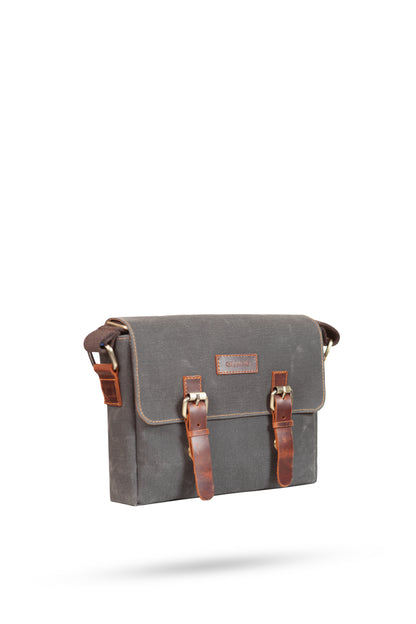 Design 01 Kanvas - Deri Füme Postacı Çanta