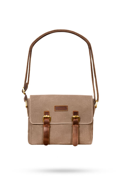 Design 01 Kanvas - Deri Koyu Vizon Postacı Çanta