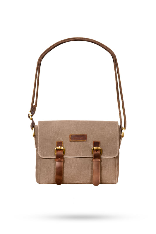 Design 01 Kanvas - Deri Koyu Vizon Postacı Çanta