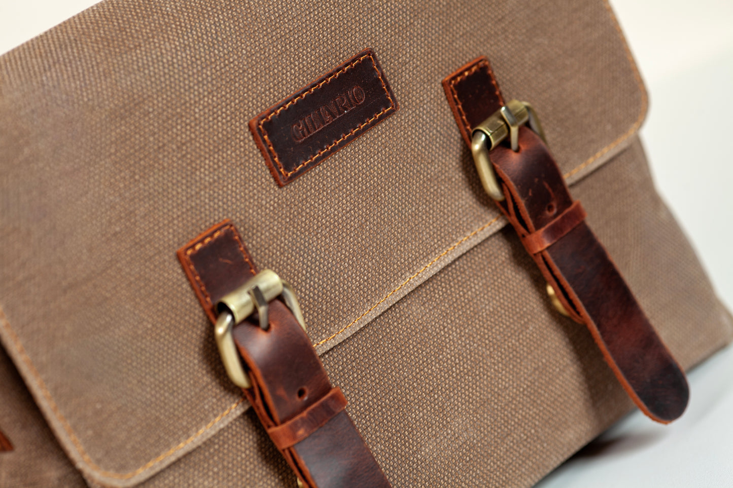 Design 01 Kanvas - Deri Koyu Vizon Postacı Çanta