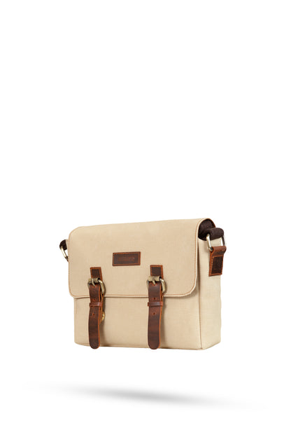 Design 01 Kanvas - Deri Bej Postacı Çanta