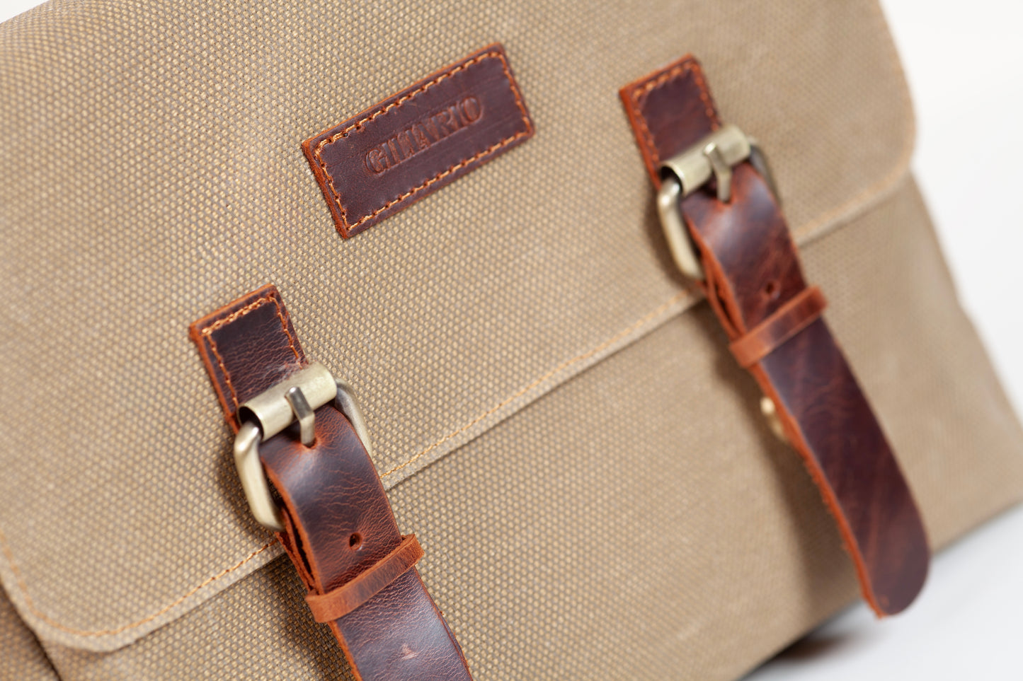 Design 01 Kanvas - Deri Camel Postacı Çanta