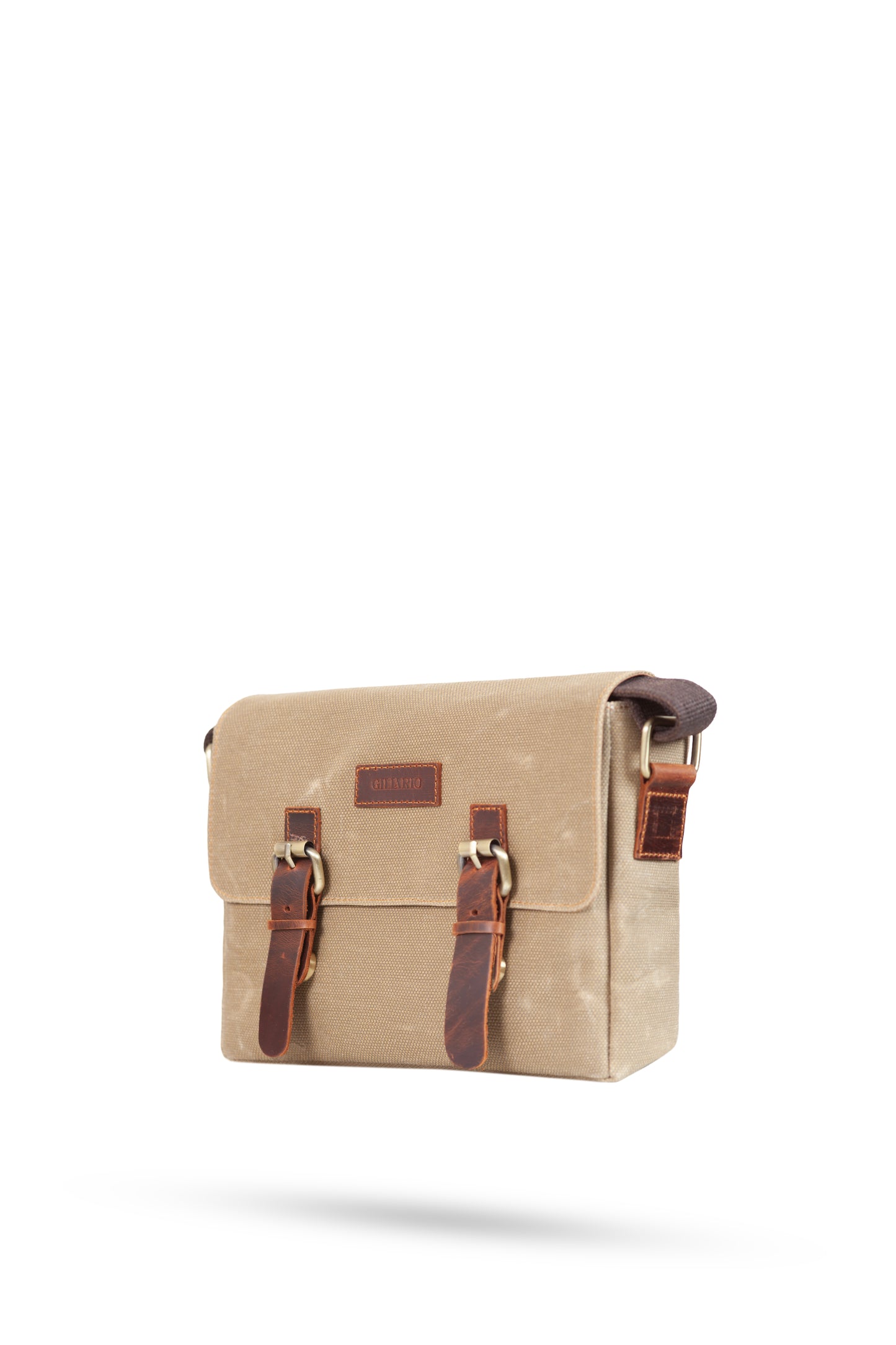 Design 01 Kanvas - Deri Camel Postacı Çanta