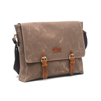Design03 Kanvas-Deri Koyu Vizon 15.6 Inch Postacı Laptop Çantası