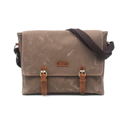 Design03 Kanvas-Deri Koyu Vizon 15.6 Inch Postacı Laptop Çantası