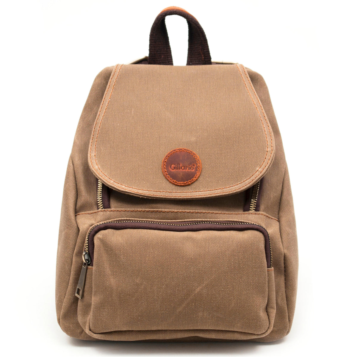 Gillario Design 04 Kanvas Kumaş - Deri Kadın Camel Sırt Çantası - Görünüm 1 #camel