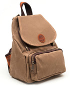 Gillario Design 04 Kanvas Kumaş - Deri Kadın Camel Sırt Çantası - Görünüm 2 #camel