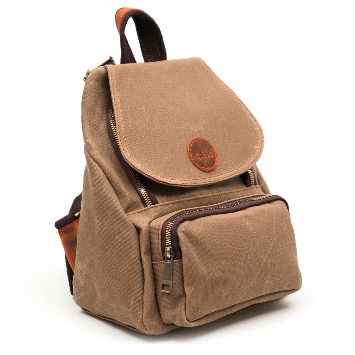 Gillario Design 04 Kanvas Kumaş - Deri Kadın Camel Sırt Çantası - Görünüm 2 