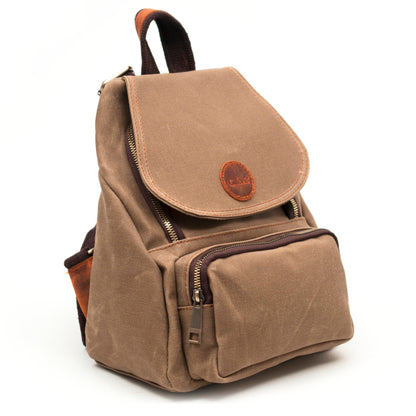 Design 04 Canvas Fabric - Leather Women's Camel Backpack