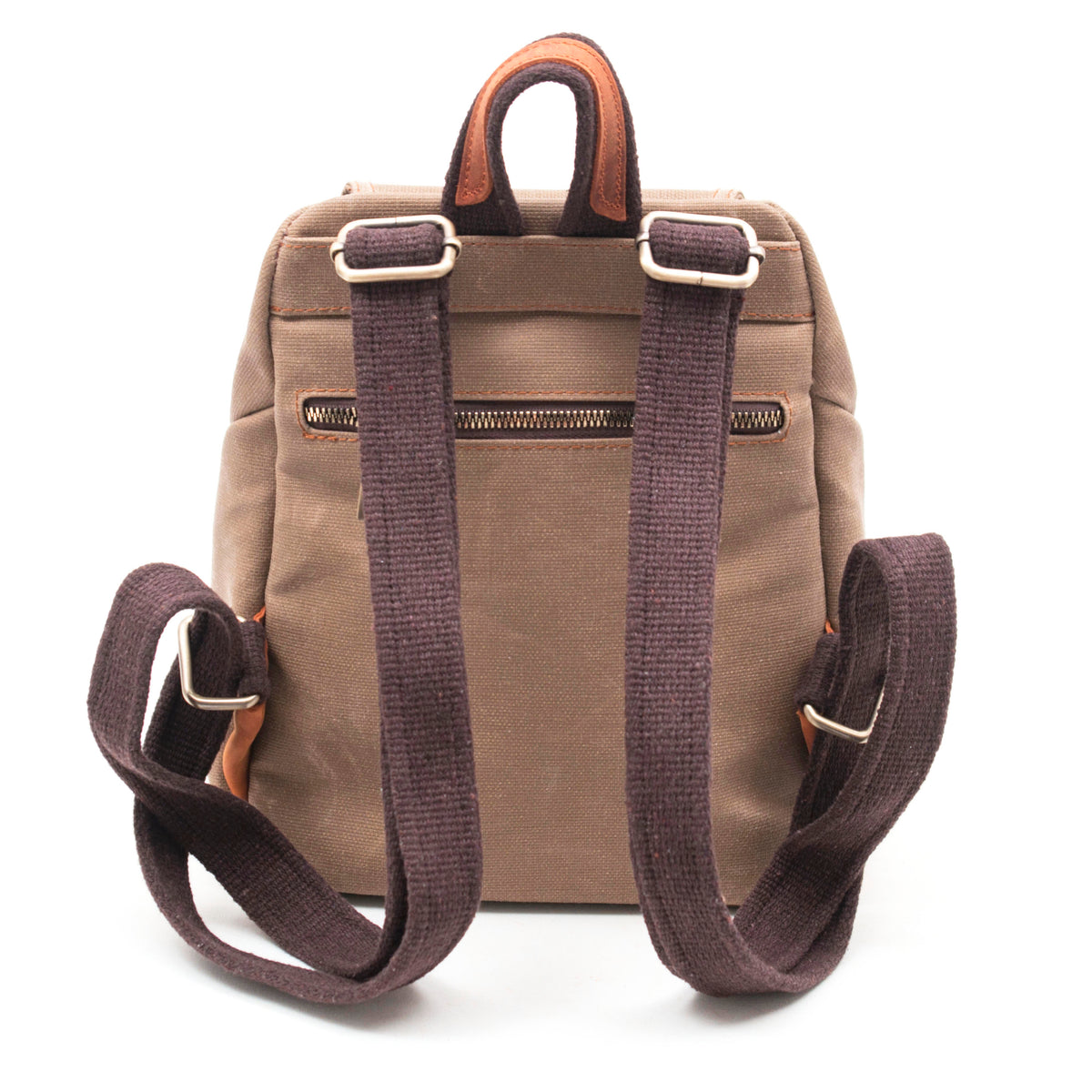 Gillario Design 04 Kanvas Kumaş - Deri Kadın Camel Sırt Çantası - Görünüm 3 
