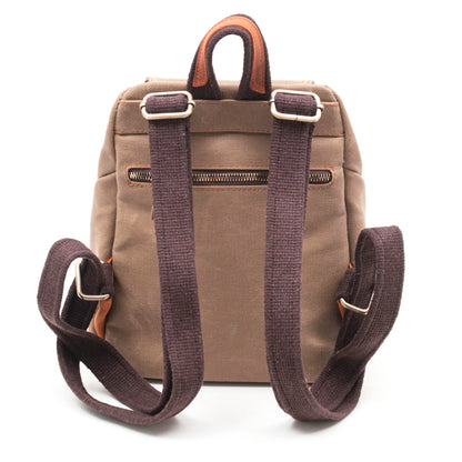 Design 04 Canvas Fabric - Leather Women's Camel Backpack