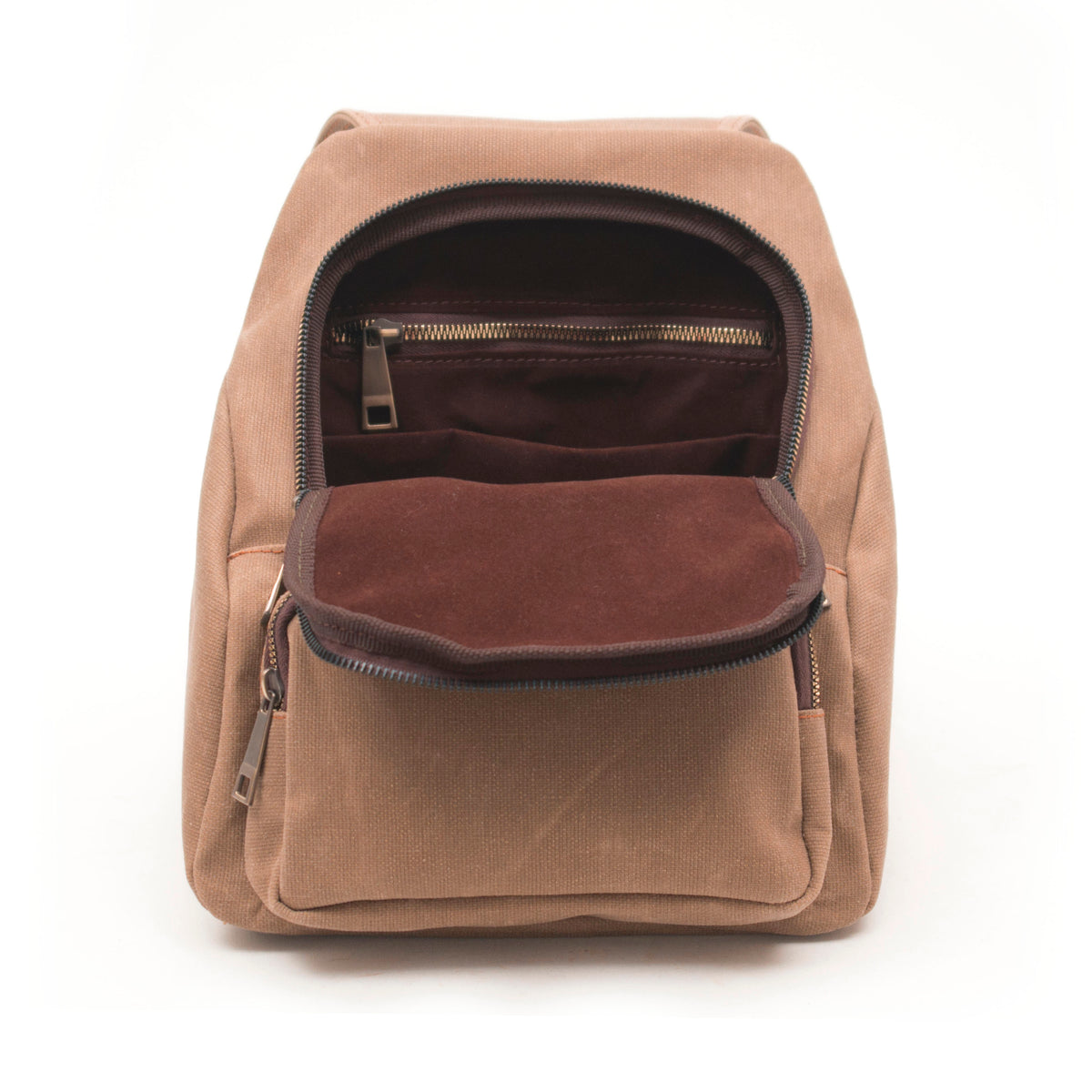 Gillario Design 04 Kanvas Kumaş - Deri Kadın Camel Sırt Çantası - Görünüm 4 #camel