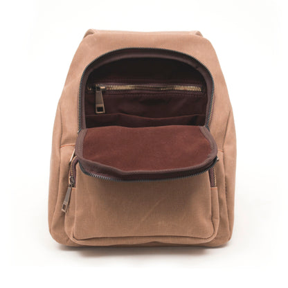 Design 04 Canvas Fabric - Leather Women's Camel Backpack