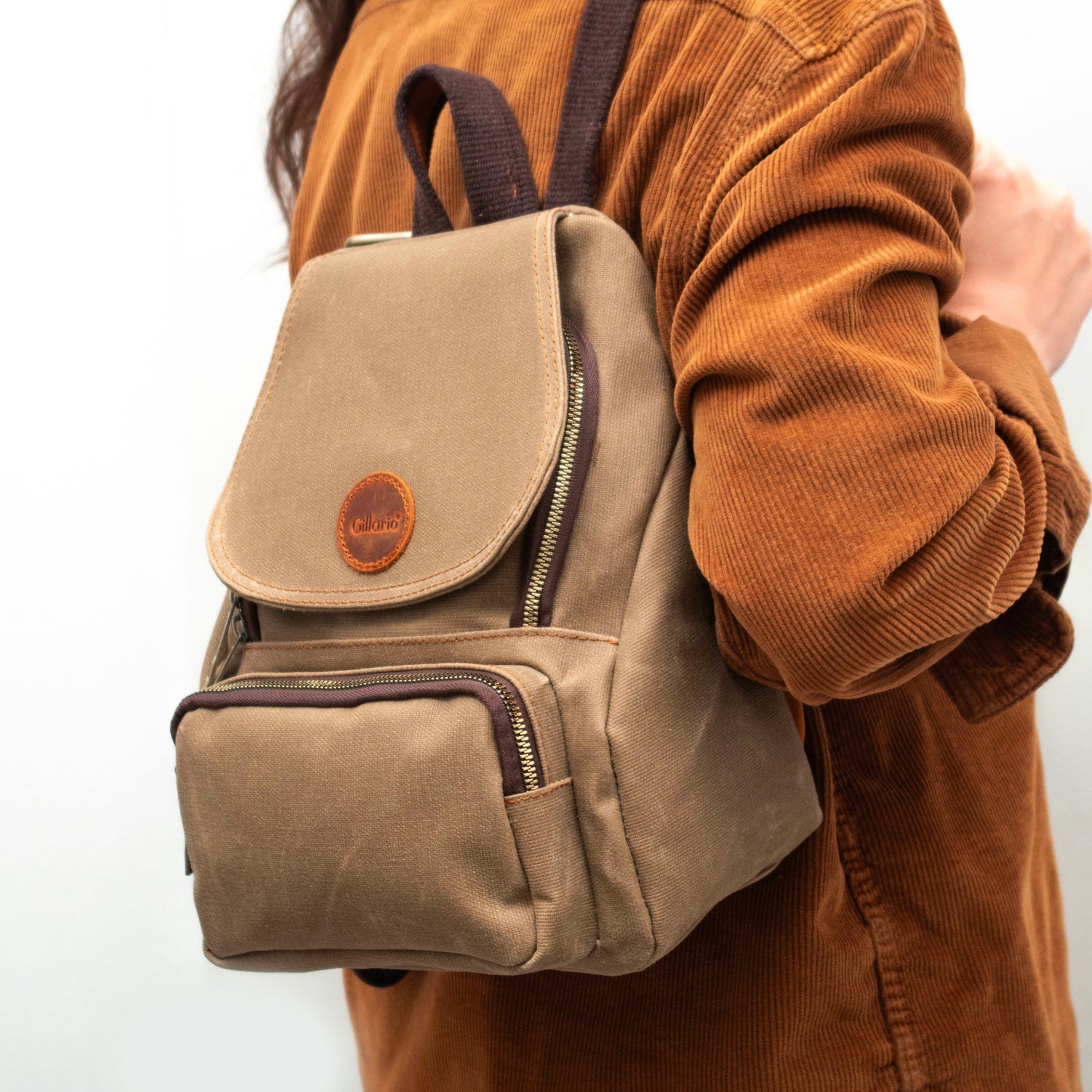 Design 04 Canvas Fabric - Leather Women's Camel Backpack