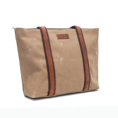 Design 05 Mumlu Kanvas Kumaş - Deri Kadın Camel Omuz Çanta
