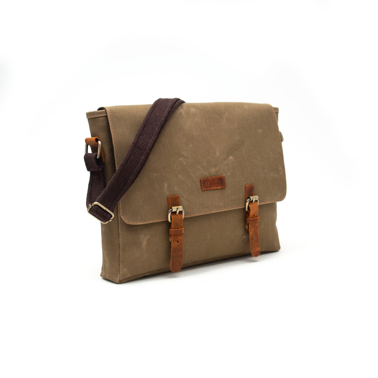 Design03 Kanvas Deri Camel 15.6 Inch Postacı Laptop Çantası