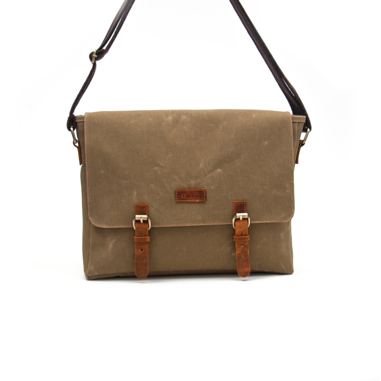 Design03 Kanvas Deri Camel 15.6 Inch Postacı Laptop Çantası