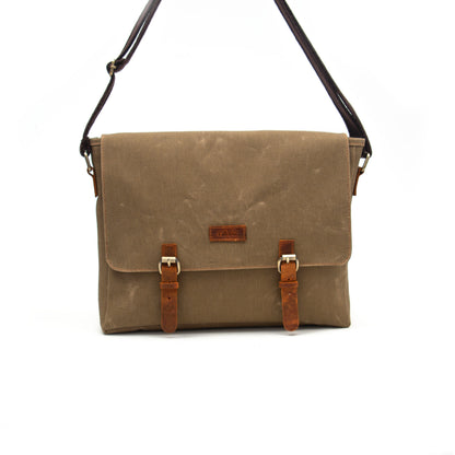 Design03 Kanvas Deri Camel 15.6 Inch Postacı Laptop Çantası