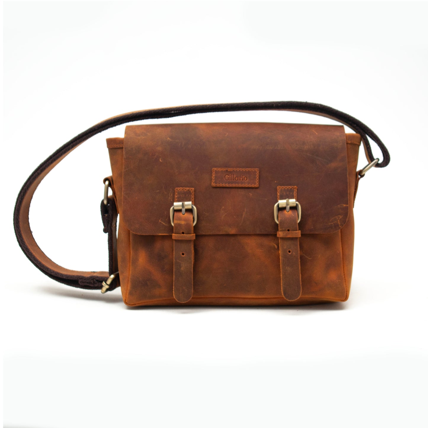 Design01 Genuine Antique Leather Coffee - Tan Unisex Messenger Bag