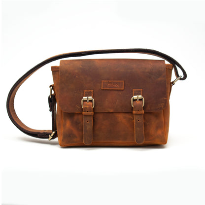 Design01 Genuine Antique Leather Coffee - Tan Unisex Messenger Bag