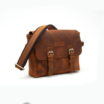 Design01 Genuine Antique Leather Coffee - Tan Unisex Messenger Bag