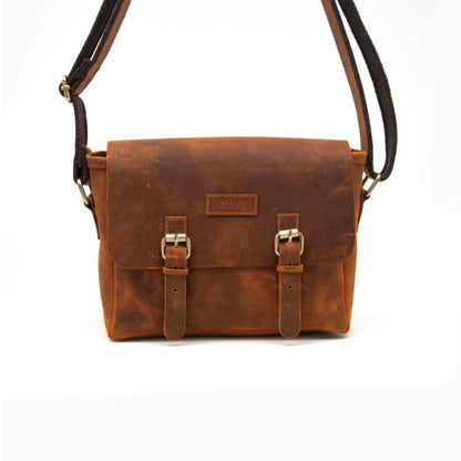 Design01 Genuine Antique Leather Coffee - Tan Unisex Messenger Bag