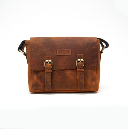 Design01 Genuine Antique Leather Coffee - Tan Unisex Messenger Bag
