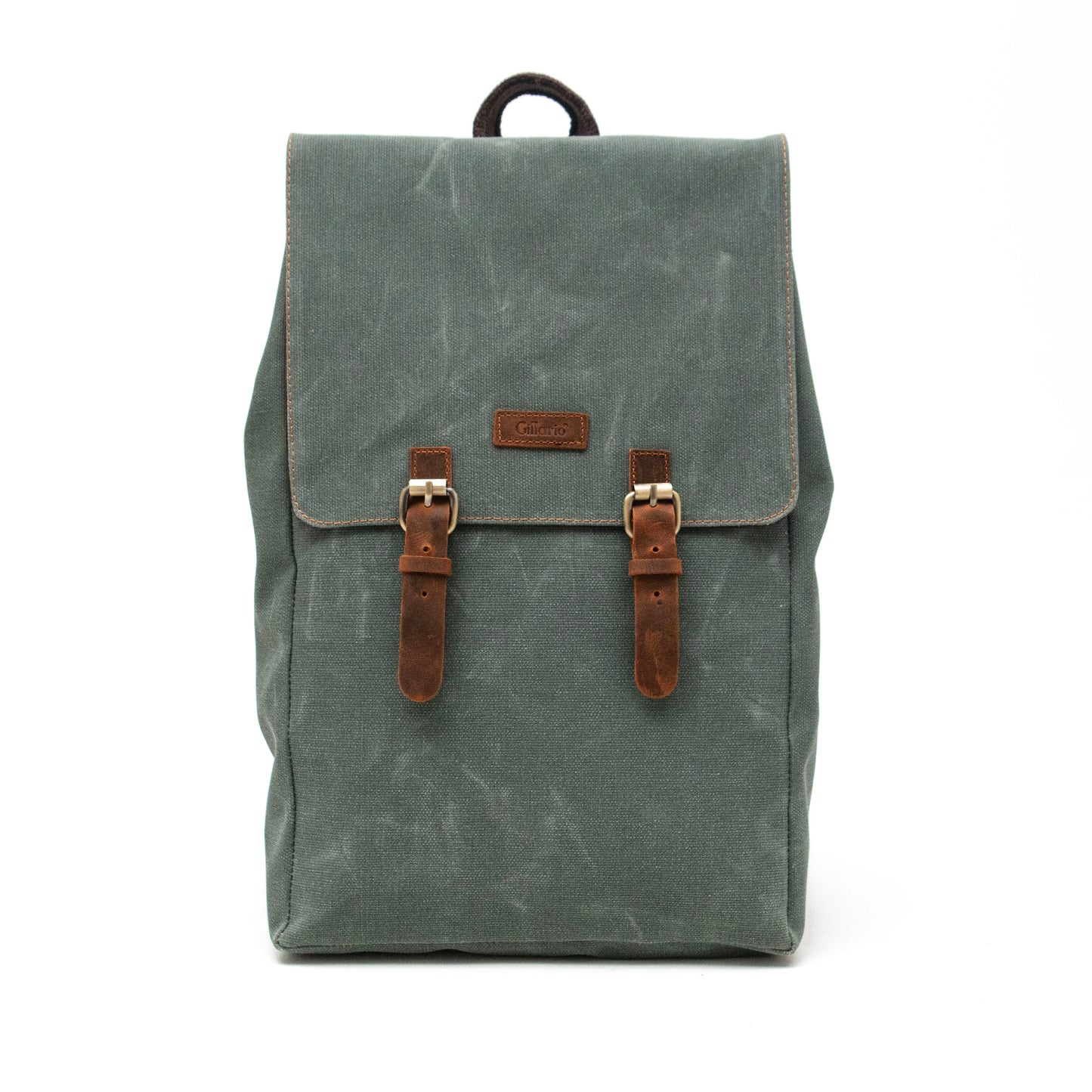 Design02 Kanvas Deri Haki Yeşil 15.6 Inch Laptop Sırt Çantası