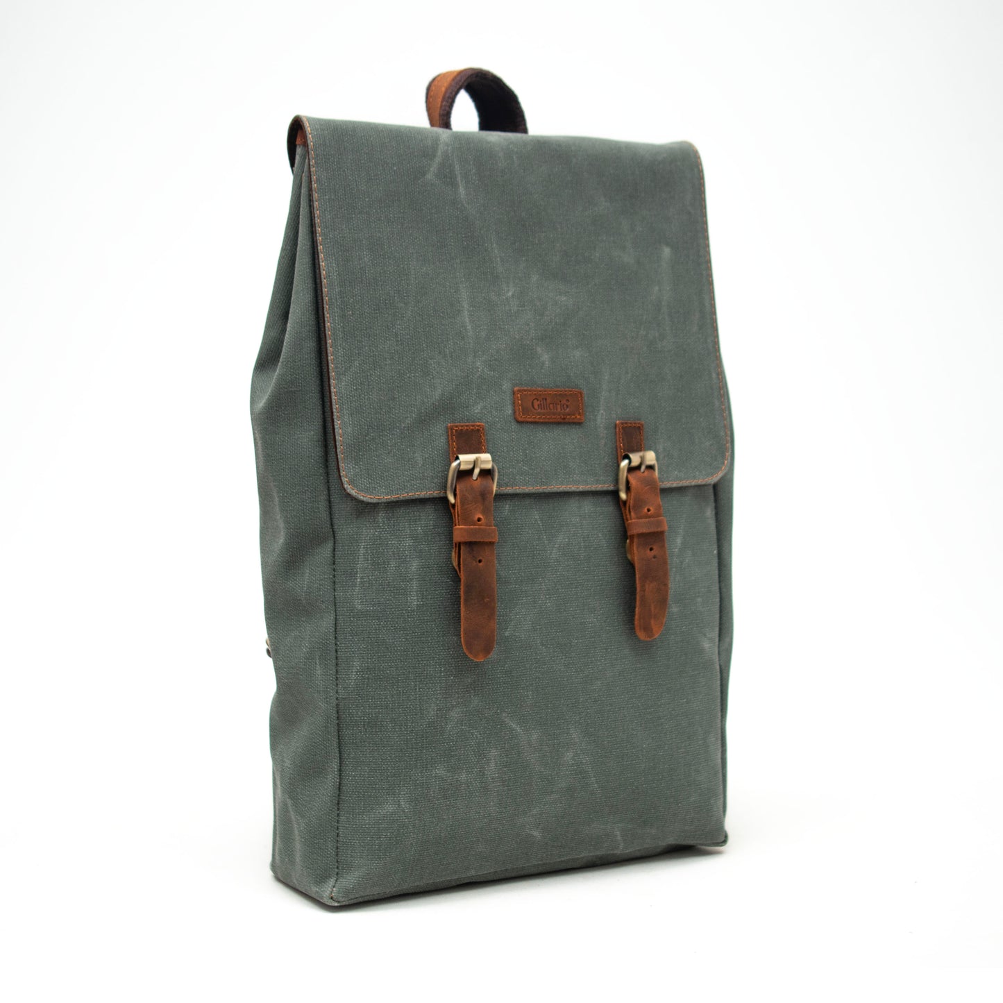 Design02 Kanvas Deri Haki Yeşil 15.6 Inch Laptop Sırt Çantası
