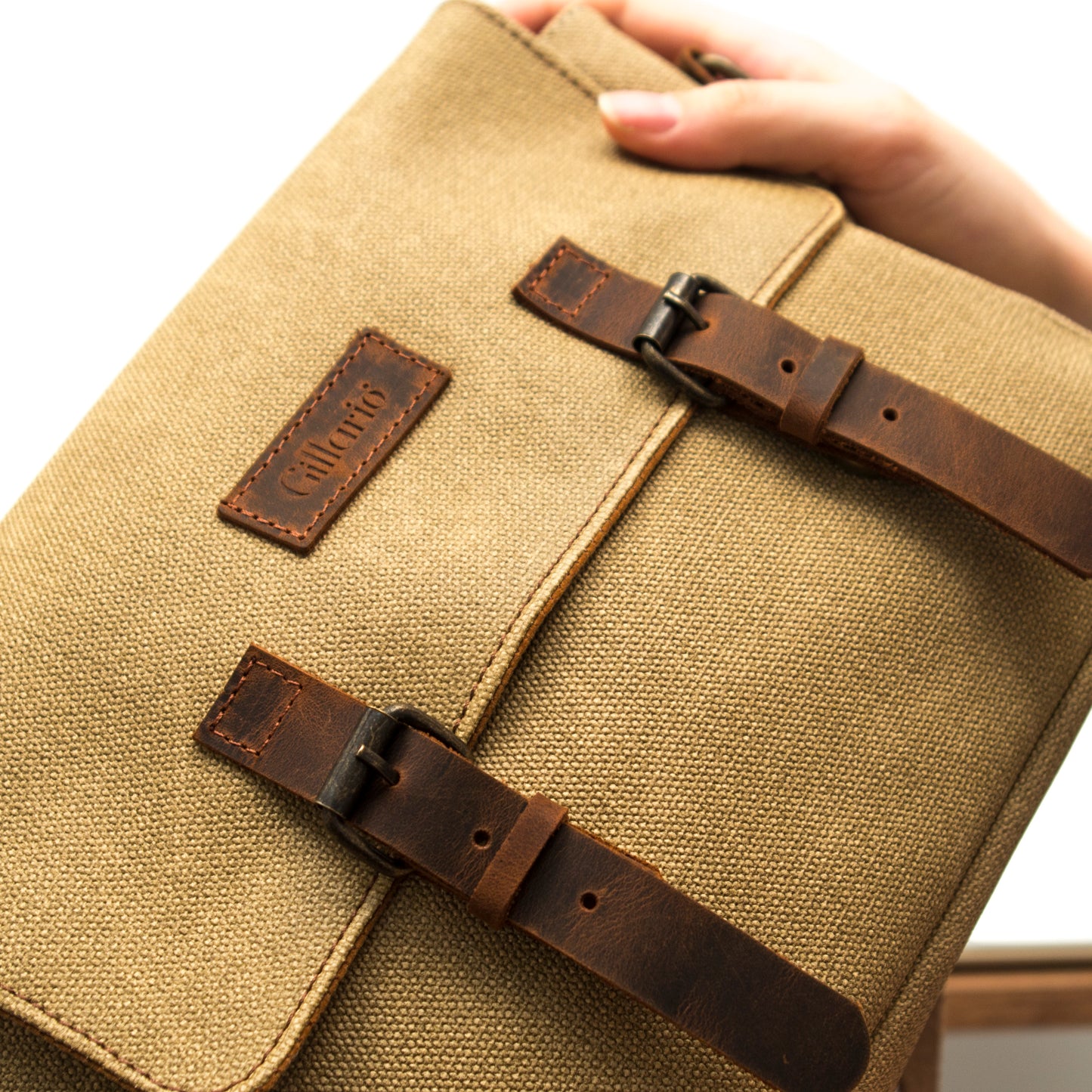 Design01 Kanvas - Deri Camel Postacı Çanta