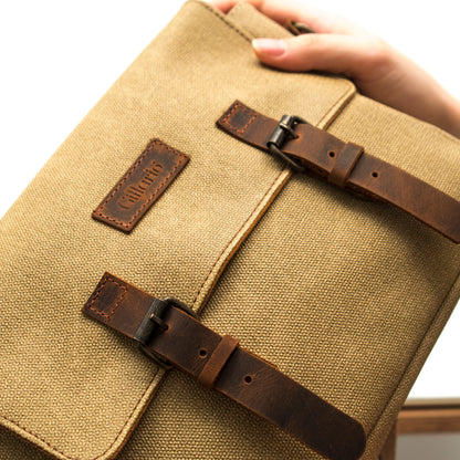 Design01 Kanvas - Deri Camel Postacı Çanta