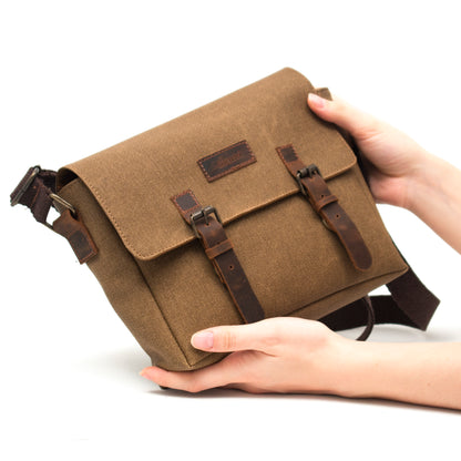 Kanvas - Deri Sütlü Kahve Postacı Çanta - Design01