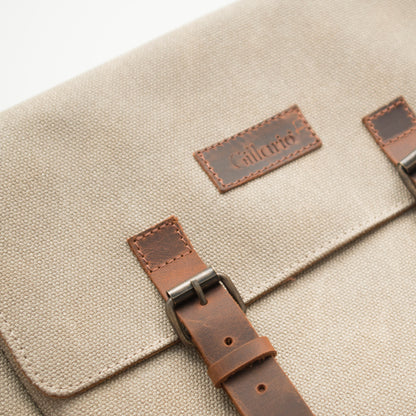 Design01 Kanvas - Deri Bej Postacı Çanta